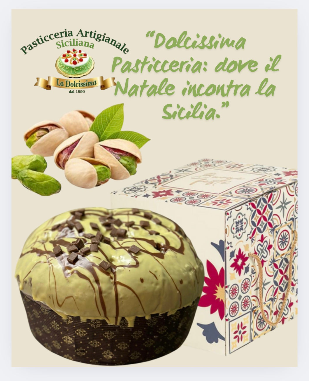 Panettone artigianale  tartufone Cioccolato e Pistacchio da 1,2 kg